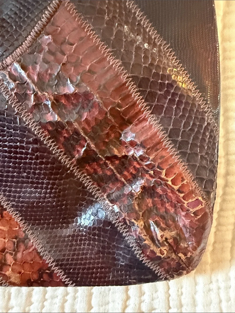 Vintage Bags by Varon Patchwork Snakeskin Handbag